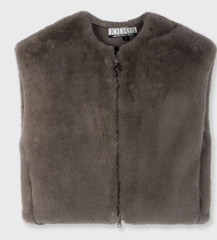 10DAYS Flauschige Weste Fluffy Vest, Farbe Portobello