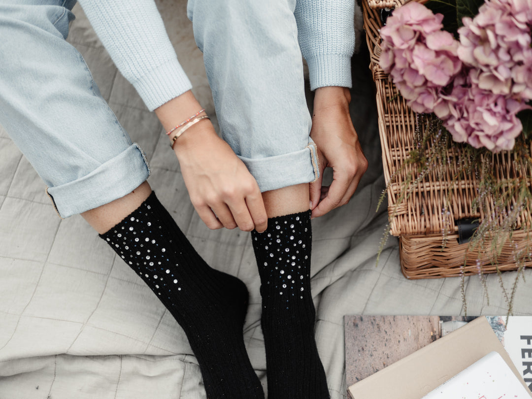 DAILYSOCKS Glitzersocken Laila, Farbe Schwarz