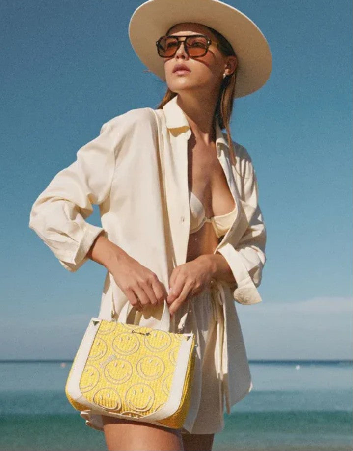 weat Tasche MINI TOTE RAFFIA SMILEY® Farbe Gelb