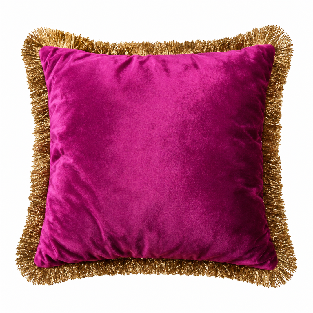 Zierkissen Fuchsia mit Fransenbordüre