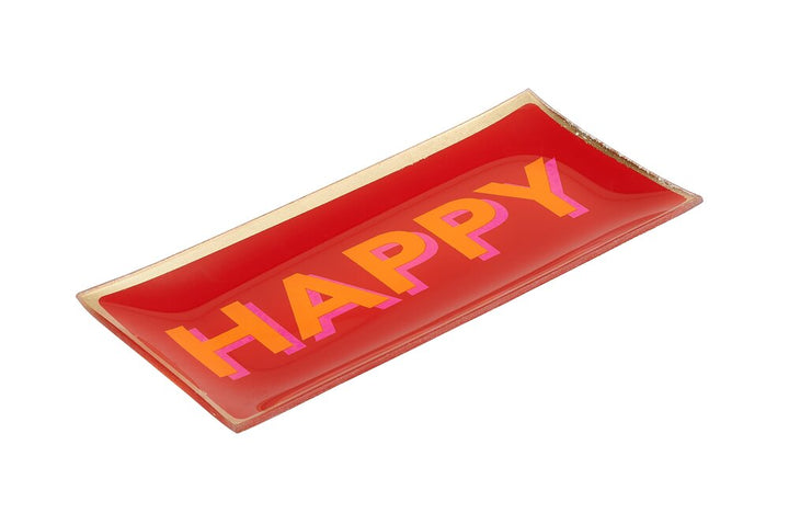 GIFTCOMPANY, Glasteller HAPPY, Farbe Gold-Rot