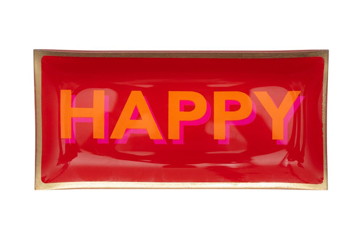 GIFTCOMPANY, Glasteller HAPPY, Farbe Gold-Rot
