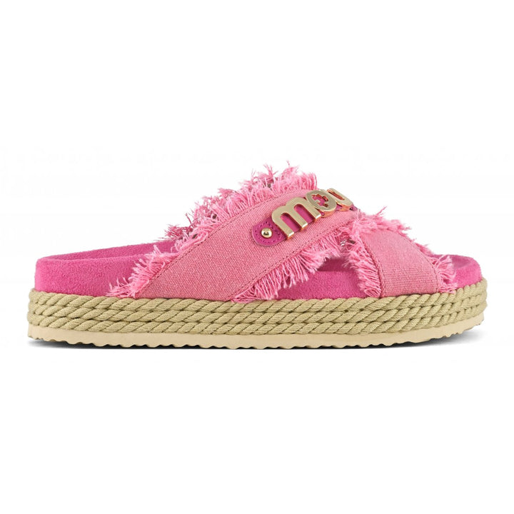 MOU SANDALE Criss Cross Denim, Farbe Pink
