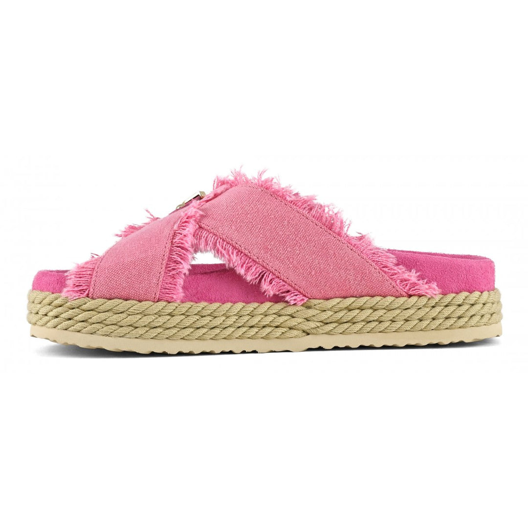 MOU SANDALE Criss Cross Denim, Farbe Pink