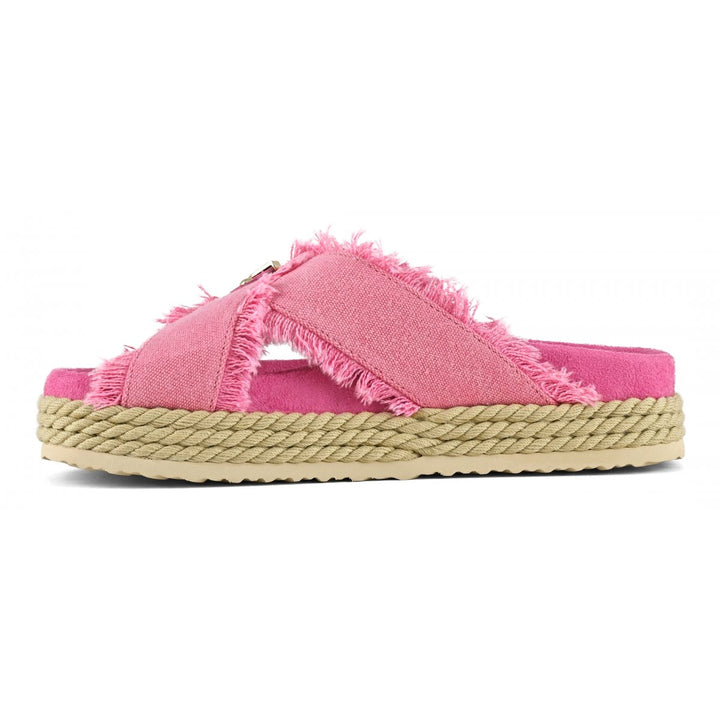 MOU SANDALE Criss Cross Denim, Farbe Pink