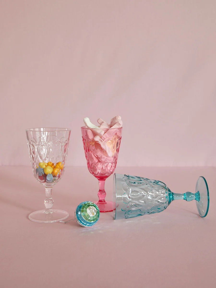 RICE Acryl Glas, Weinglas, Farbe Pink