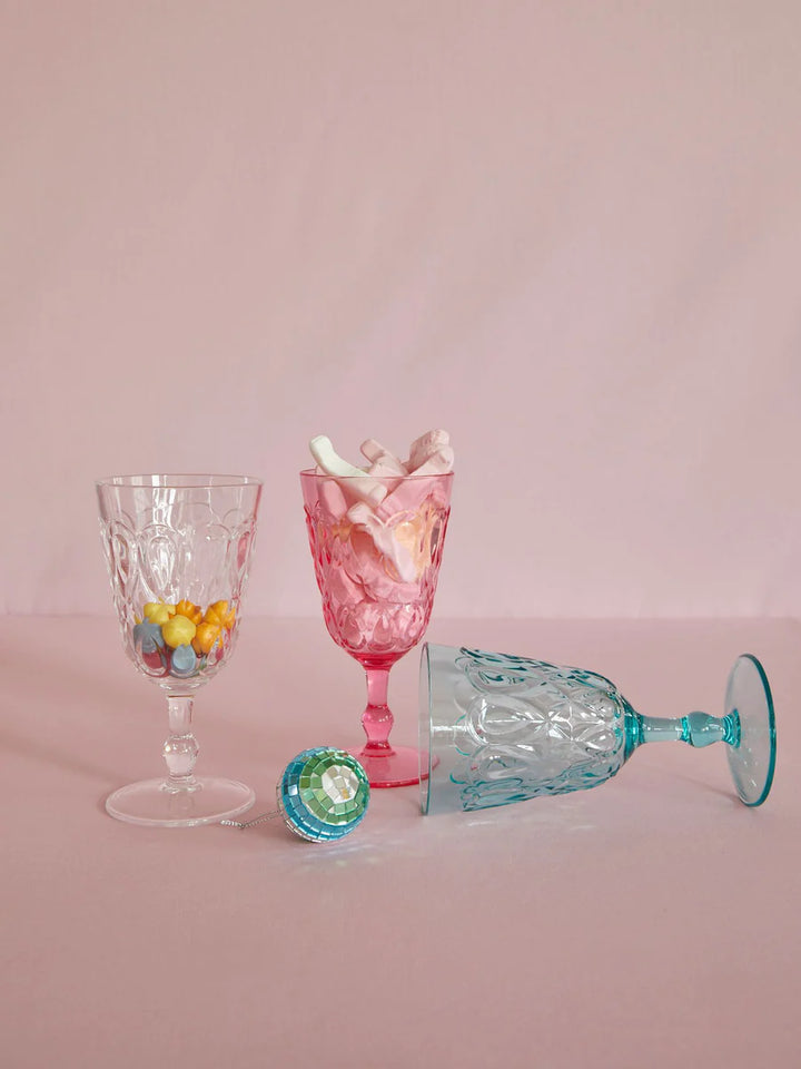 RICE Acryl Glas, Weinglas, Farbe Blau