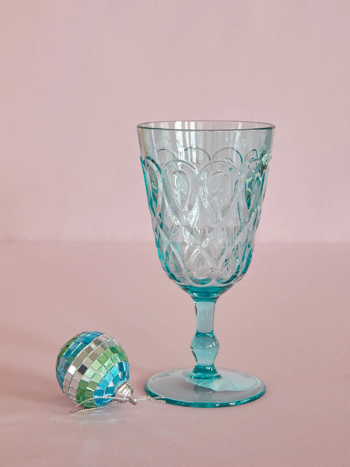 RICE Acryl Glas, Weinglas, Farbe Blau
