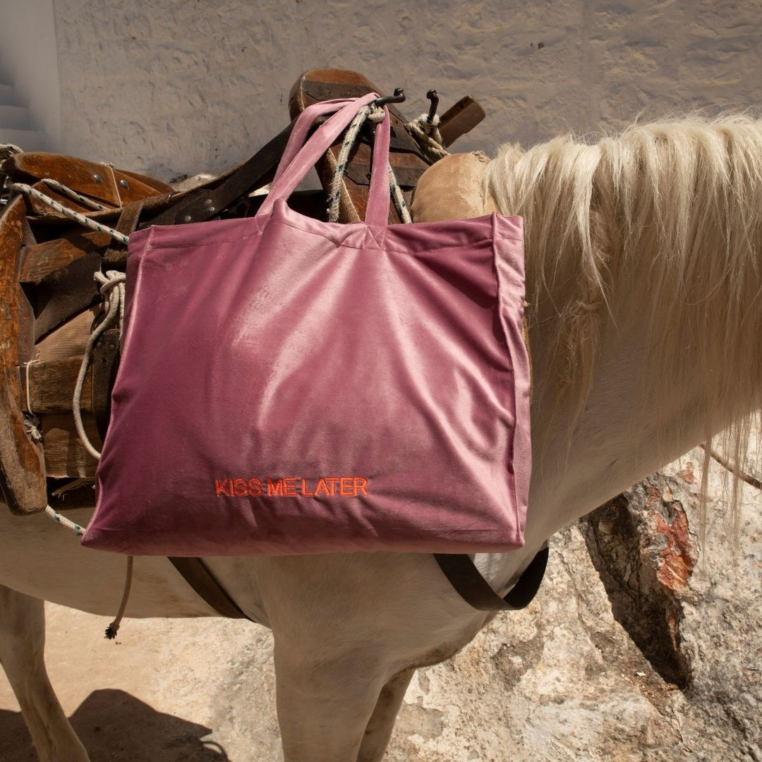 SORBET ISLAND Tasche Shopper "KISS ME LATER", Farbe Altrosa