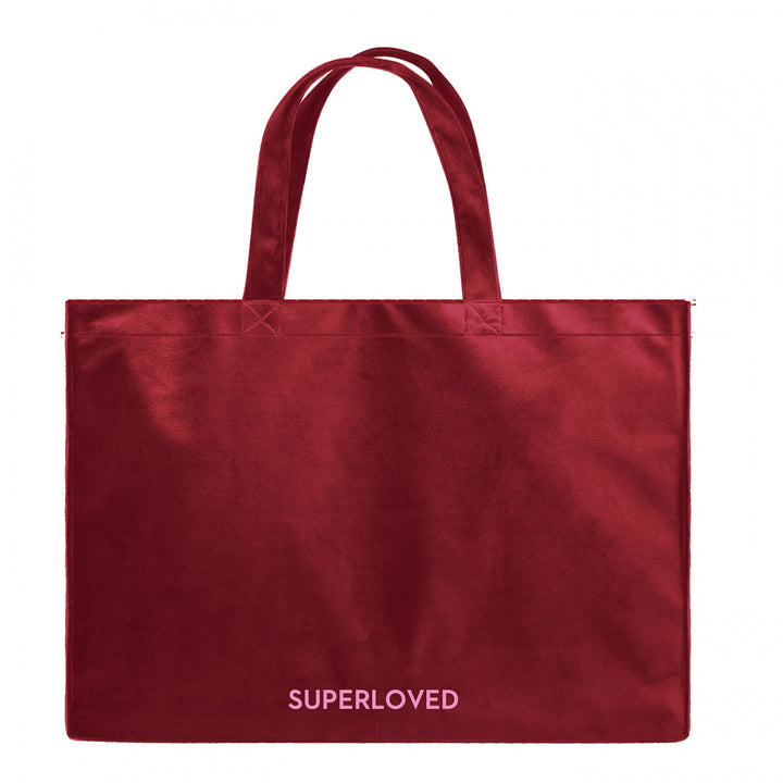 SORBET ISLAND Tasche Shopper "SUPERLOVED", Farbe Burgundy.